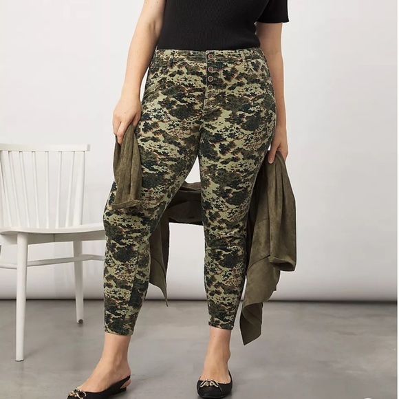 Anthropologie pilcro camo high rise skinny exposed button fly corduroy pants 31 - Picture 1 of 13